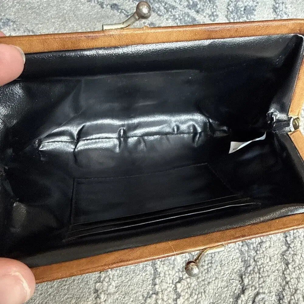Vintage Perry Ellis America Coin Wallet Black & Tan